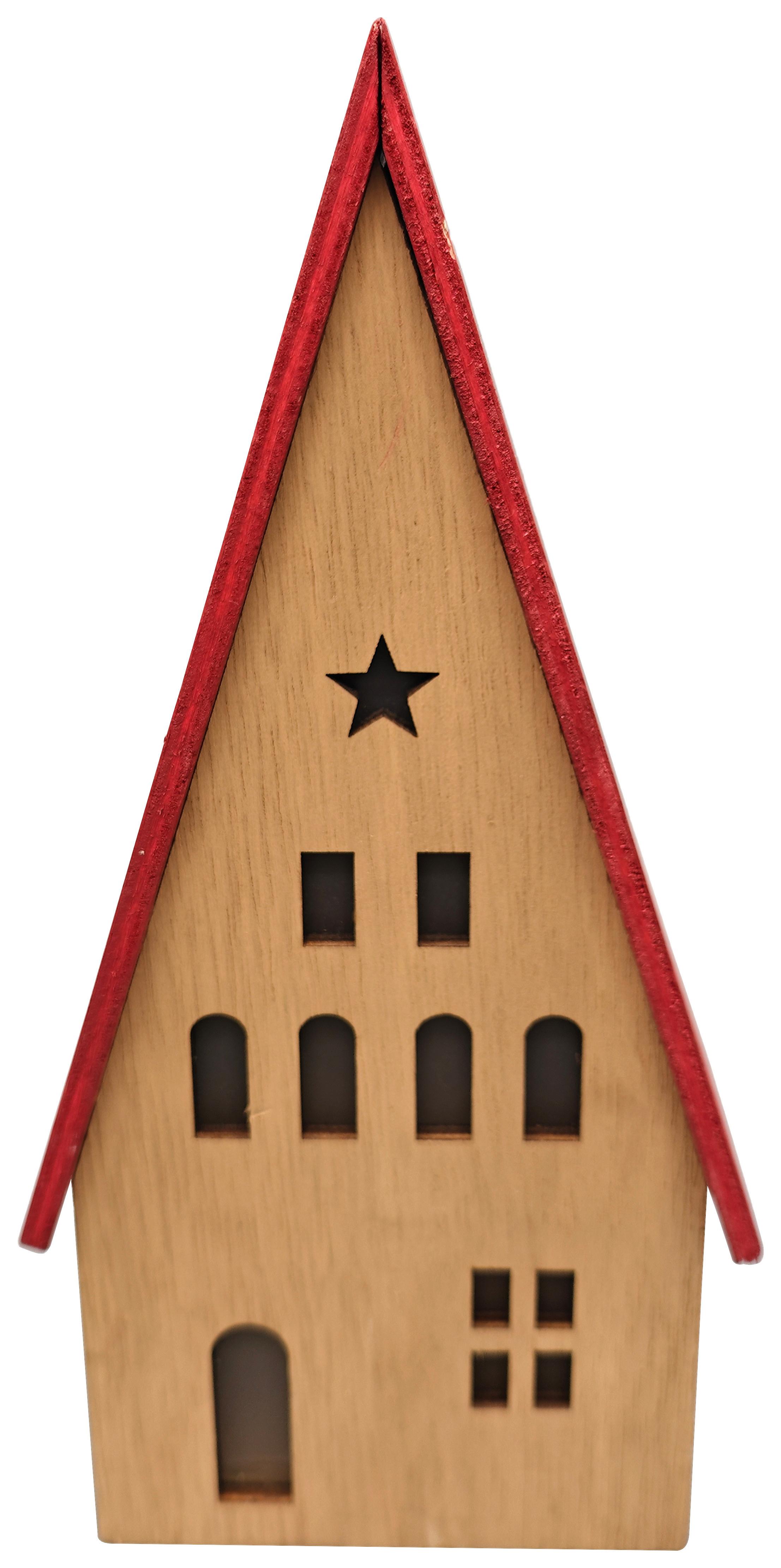 Dekohaus Woody Naturfarben/Rot - Rot/Naturfarben, KONVENTIONELL, Holzwerkstoff (11,5/23/6cm) - Mömax