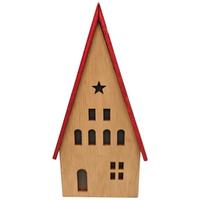 Dekohaus Woody Naturfarben/Rot - Rot/Naturfarben, KONVENTIONELL, Holzwerkstoff (11,5/23/6cm) - Mömax