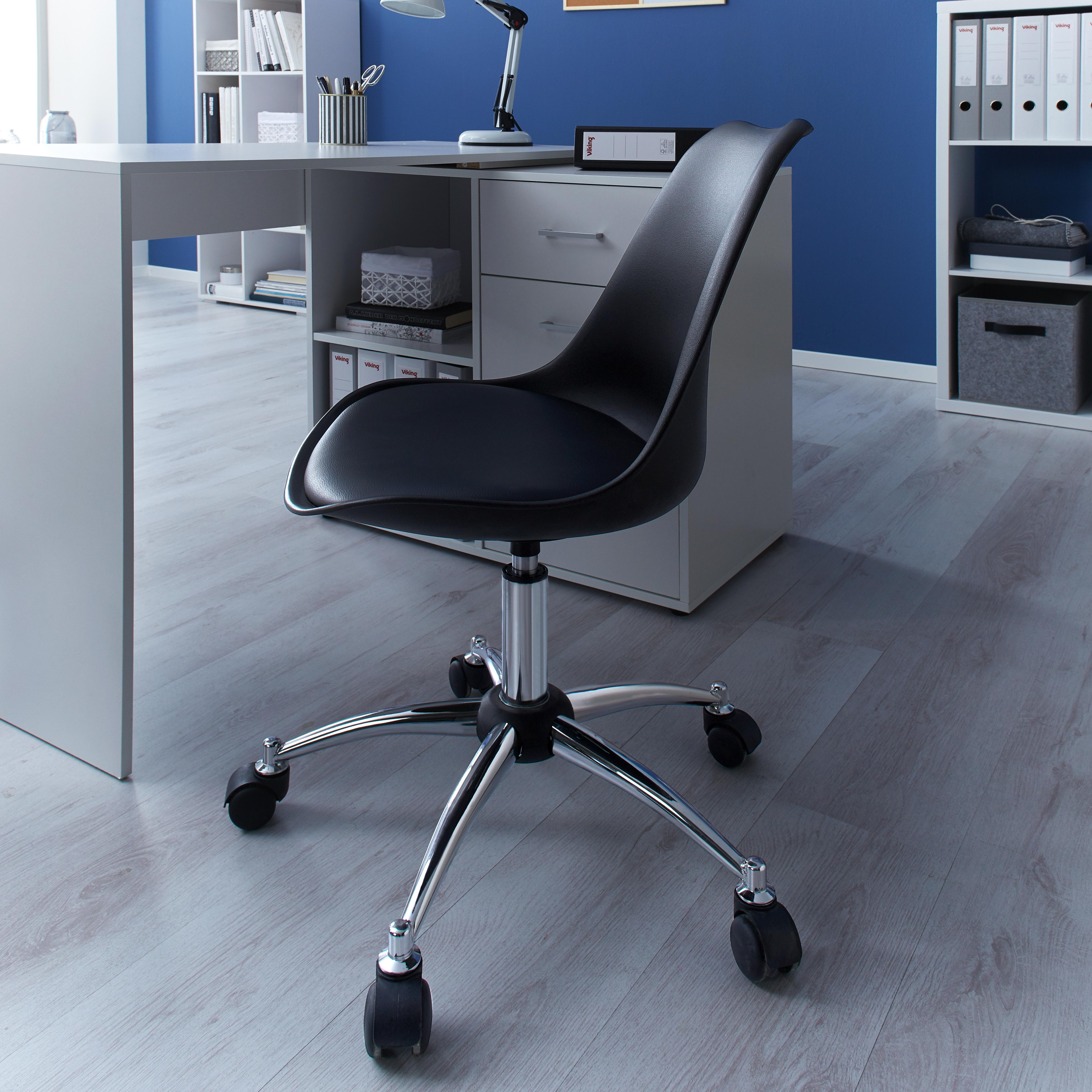 Drehstuhl in Schwarz 'Nico' - Chromfarben/Schwarz, MODERN, Kunststoff/Metall (58/80,5/64cm) - Bessagi Home