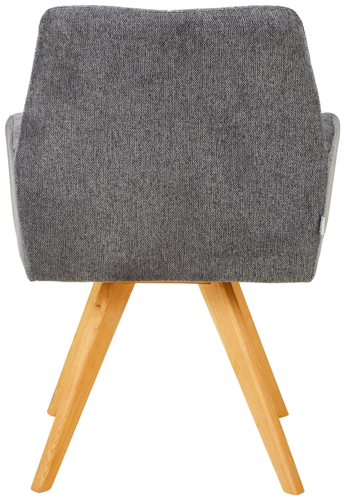 KRZESŁO Z PODŁOKIETNIKAMI PISA - kolor dębowy/antracytowy, Konventionell, drewno/tkanina (62/87,5/68,5cm) - Linea Natura