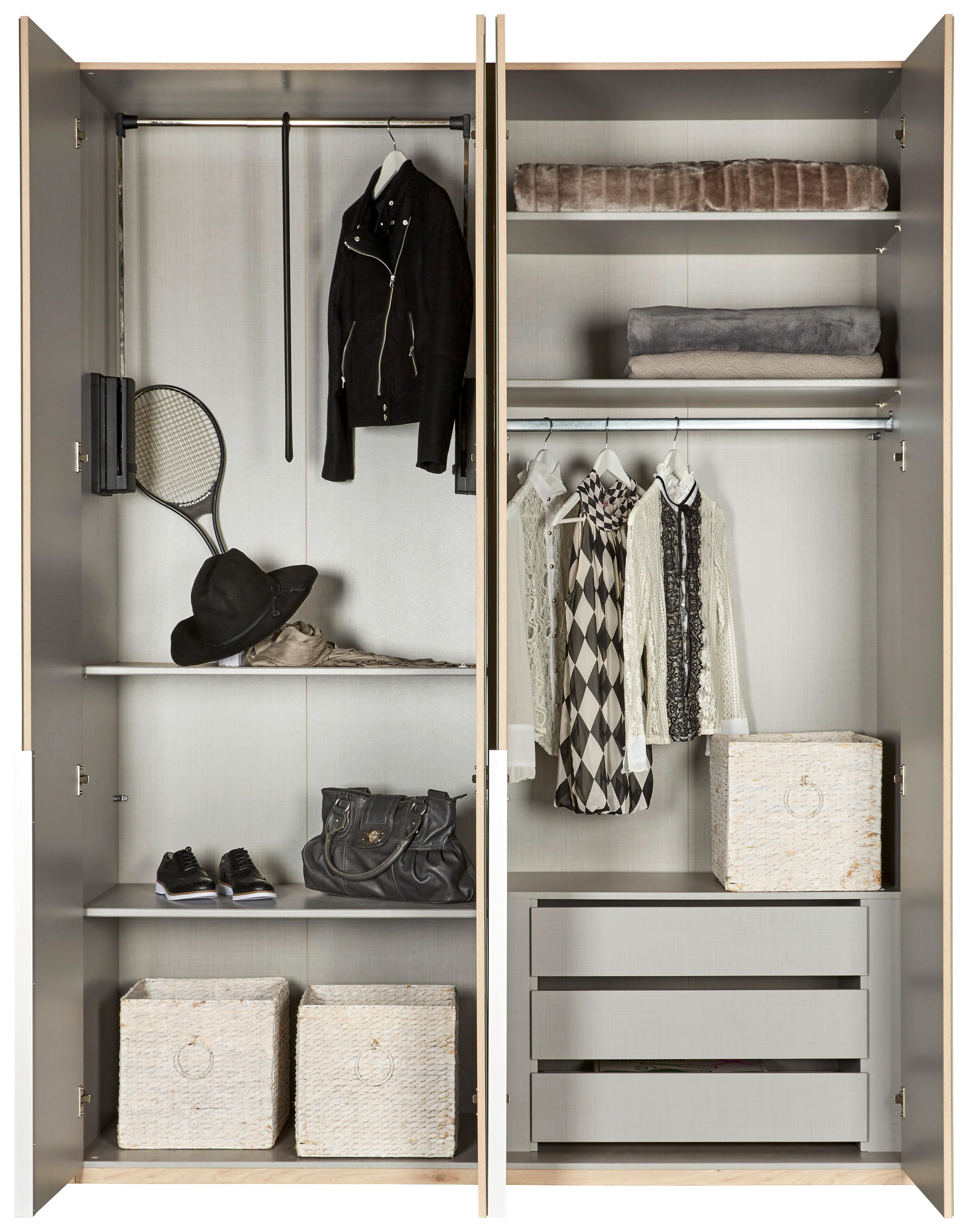 Garderobna Omara New York, Barva Hrasta - barve hrasta/bela, Konvencionalno, kovina/leseni material (180/236/58cm) - Premium Living