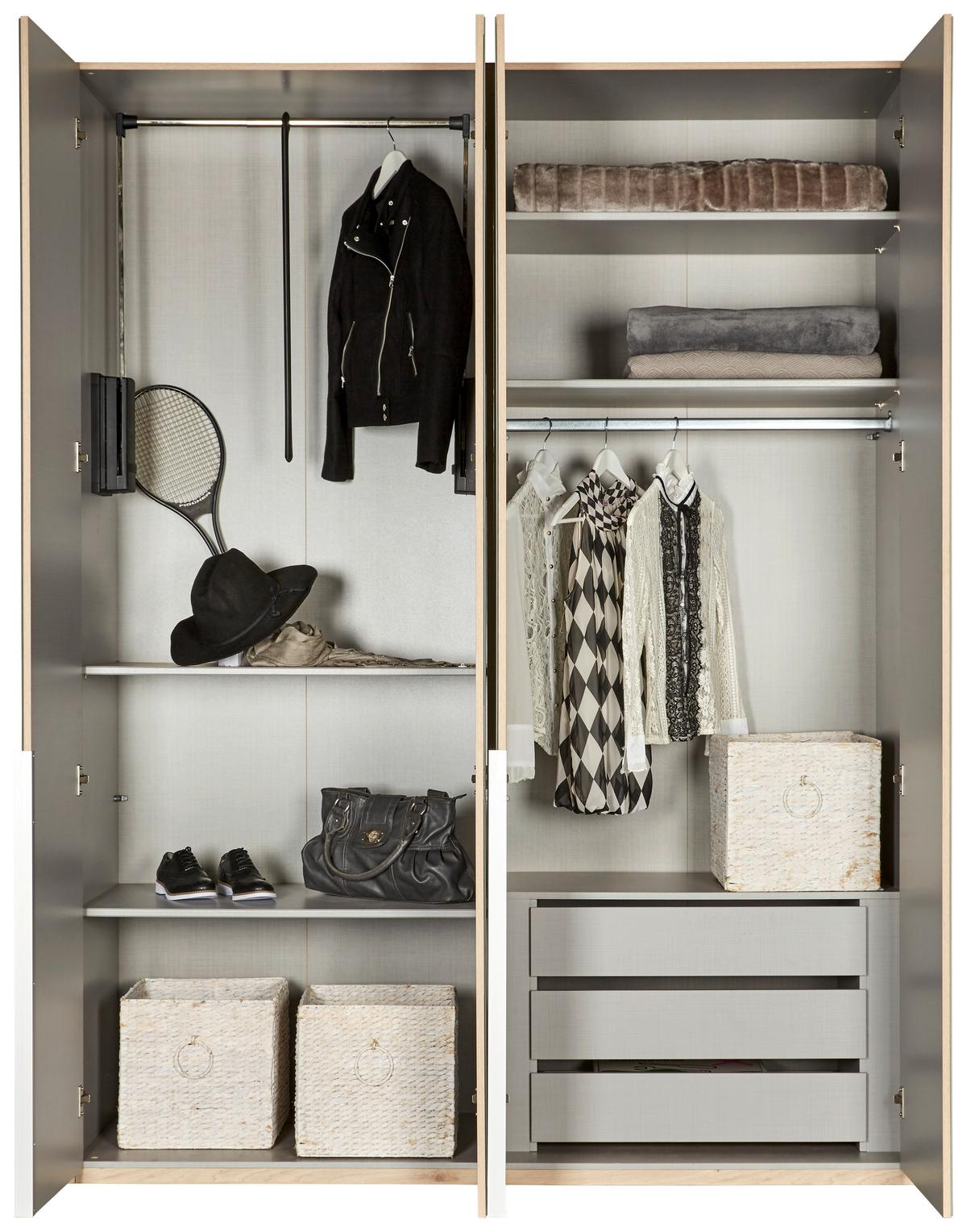 Garderobna Omara New York, Barva Hrasta - barve hrasta/bela, Konvencionalno, kovina/leseni material (180/236/58cm) - Premium Living