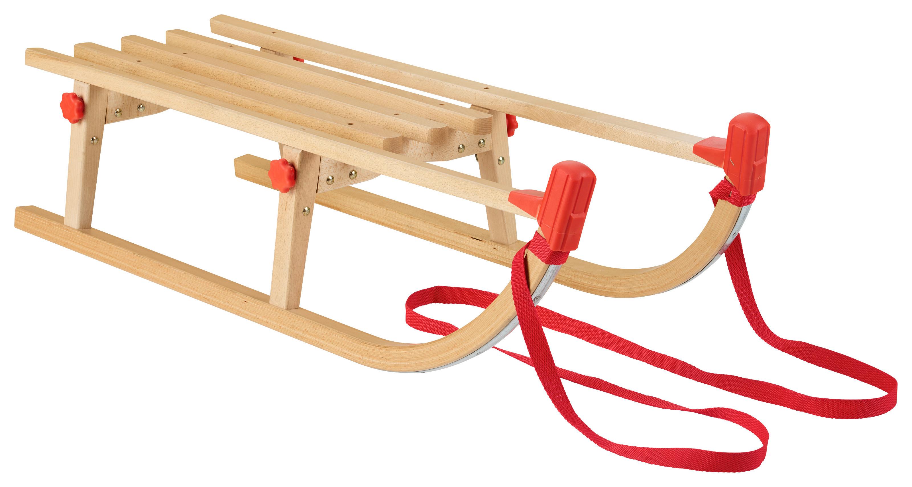 Klappschlitten Felix Buchefarben/Hellrot - Hellrot/Buchefarben, Basics, Holz (94/37/28cm) - Mömax