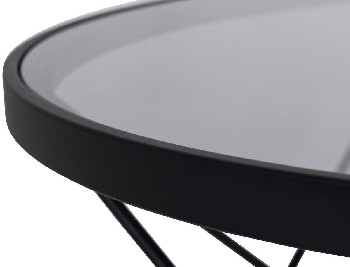 Dohányzóasztal Cuxton - fekete/világosbarna, Üveg/fém (80/45cm)