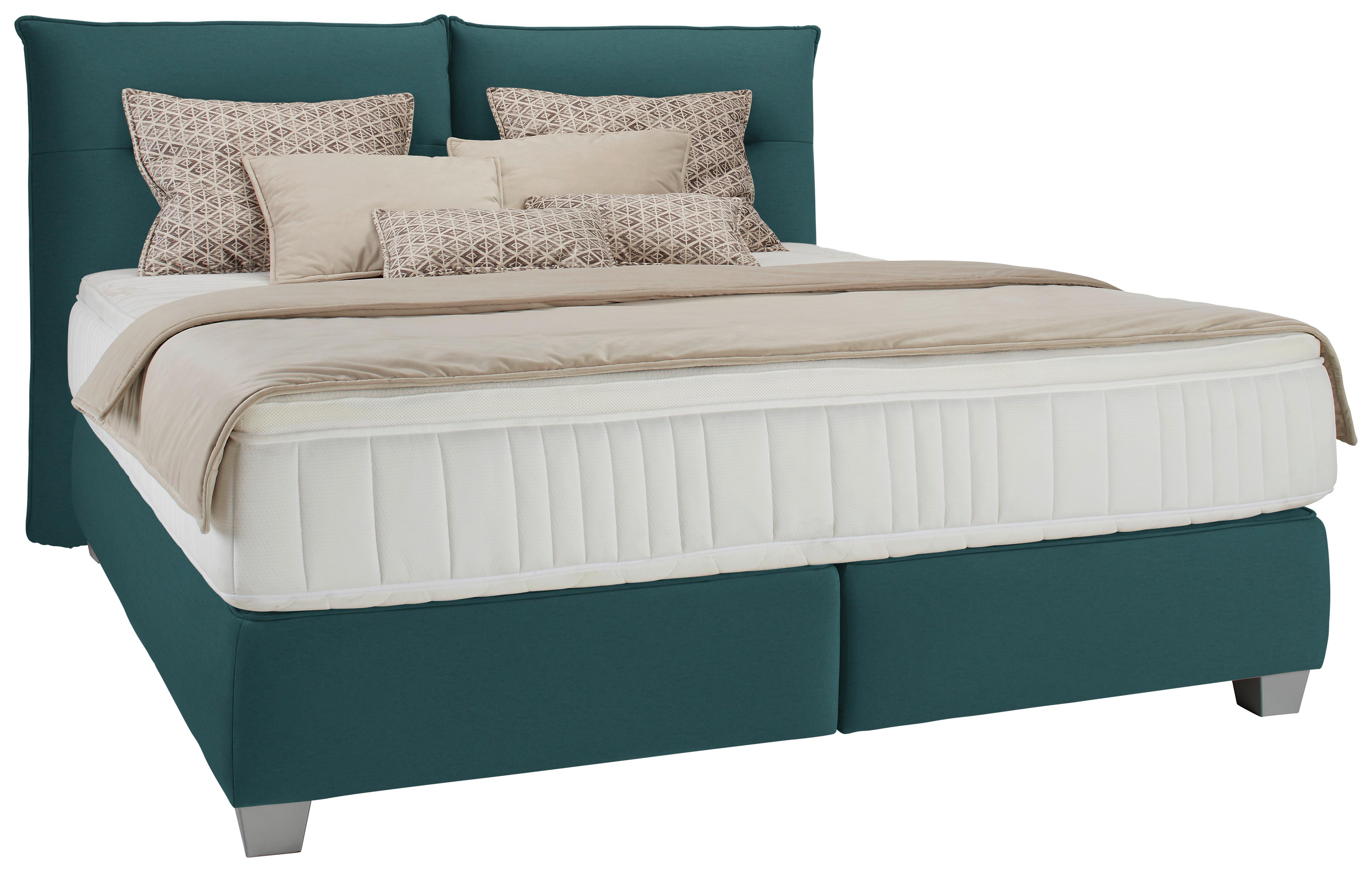 Boxspringbett Fog in Mintgrün ca. 180x200cm - Silberfarben/Mintgrün, Holz/Holzwerkstoff (180/200cm) - Premium Living
