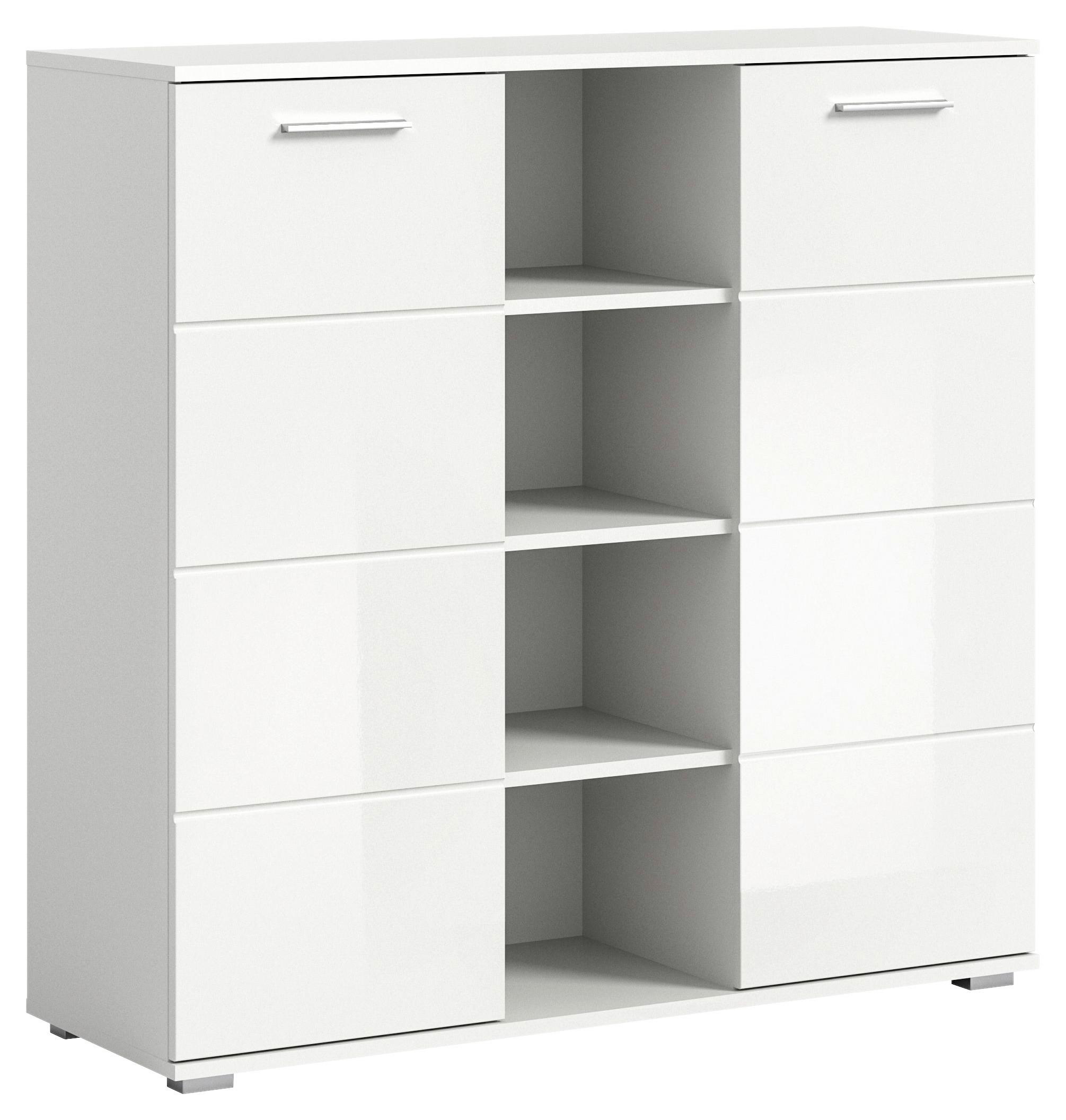 Omara Za Čevlje Prego, Bela Visok Sijaj - srebrne barve/bela, Design, umetna masa/leseni material (110/108/37cm) - Xora