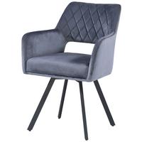 Naslanjač Vicky, Siva, Žamet, Vrtljiv - siva/črna, Moderno, kovina/tekstil (57/86/61cm)