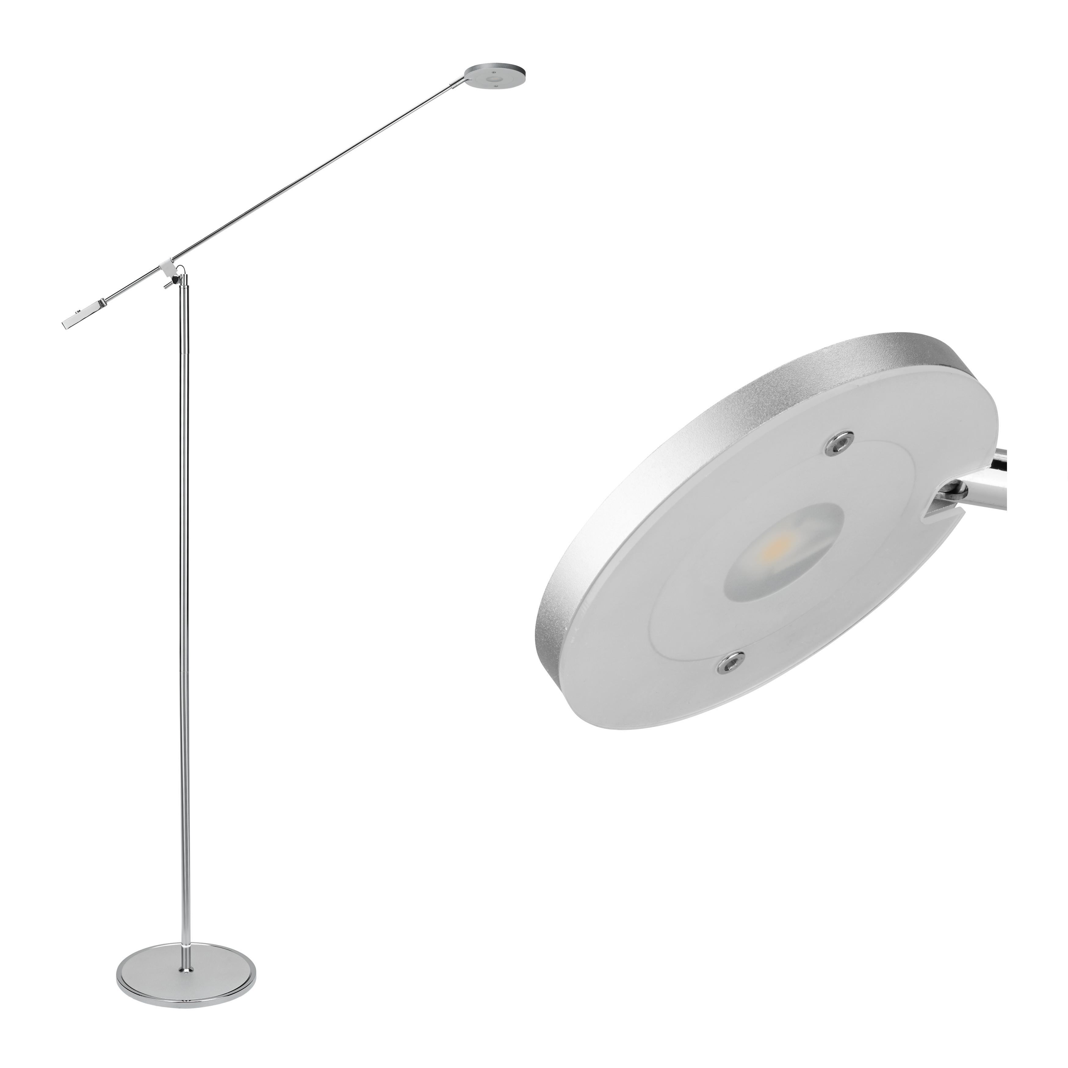 LED-Stehleuchte max. 5 Watt 'Pedro' - Chromfarben/Silberfarben, MODERN, Kunststoff/Metall (53/23/150cm) - Bessagi Home