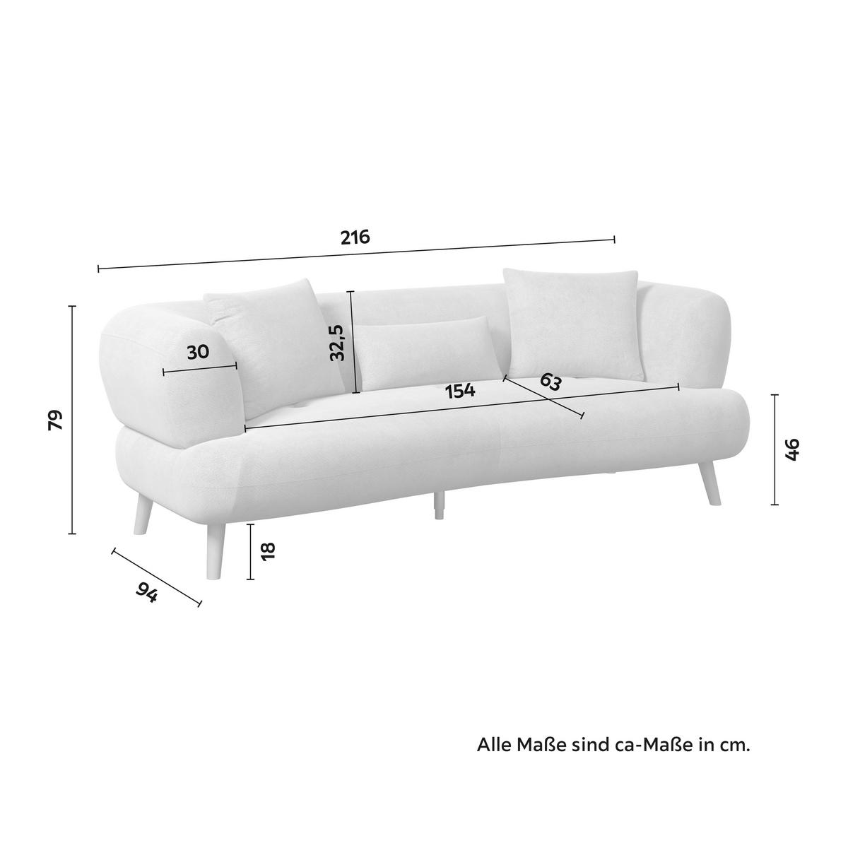 Sofa Elisabeth Beige Bouclé - Beige/Naturfarben, MODERN, Holz/Textil (216/79/94cm) - Bessagi Home