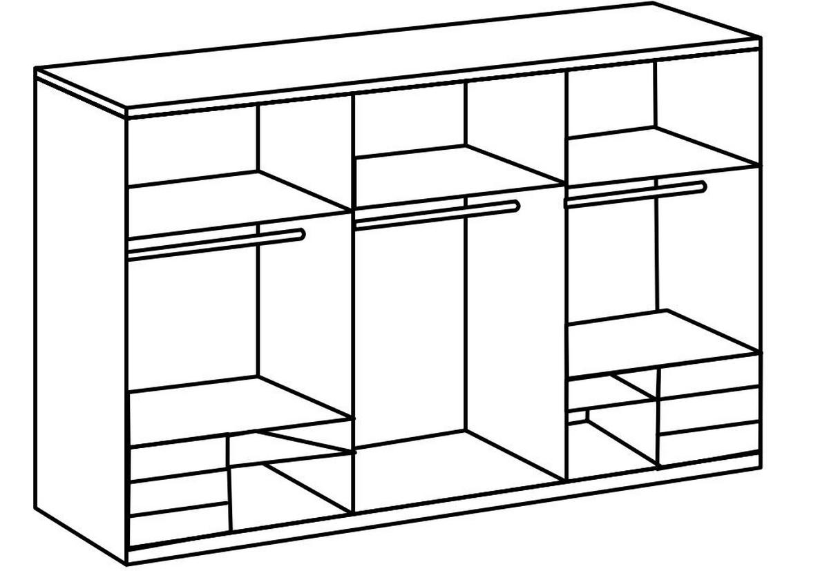 Schwebetürenschrank Level 36D ca. 300 cm Weiß/Eiche Dekor - Chromfarben/Weiß Hochglanz, MODERN, Holzwerkstoff/Metall (300/216/65cm) - MID.YOU