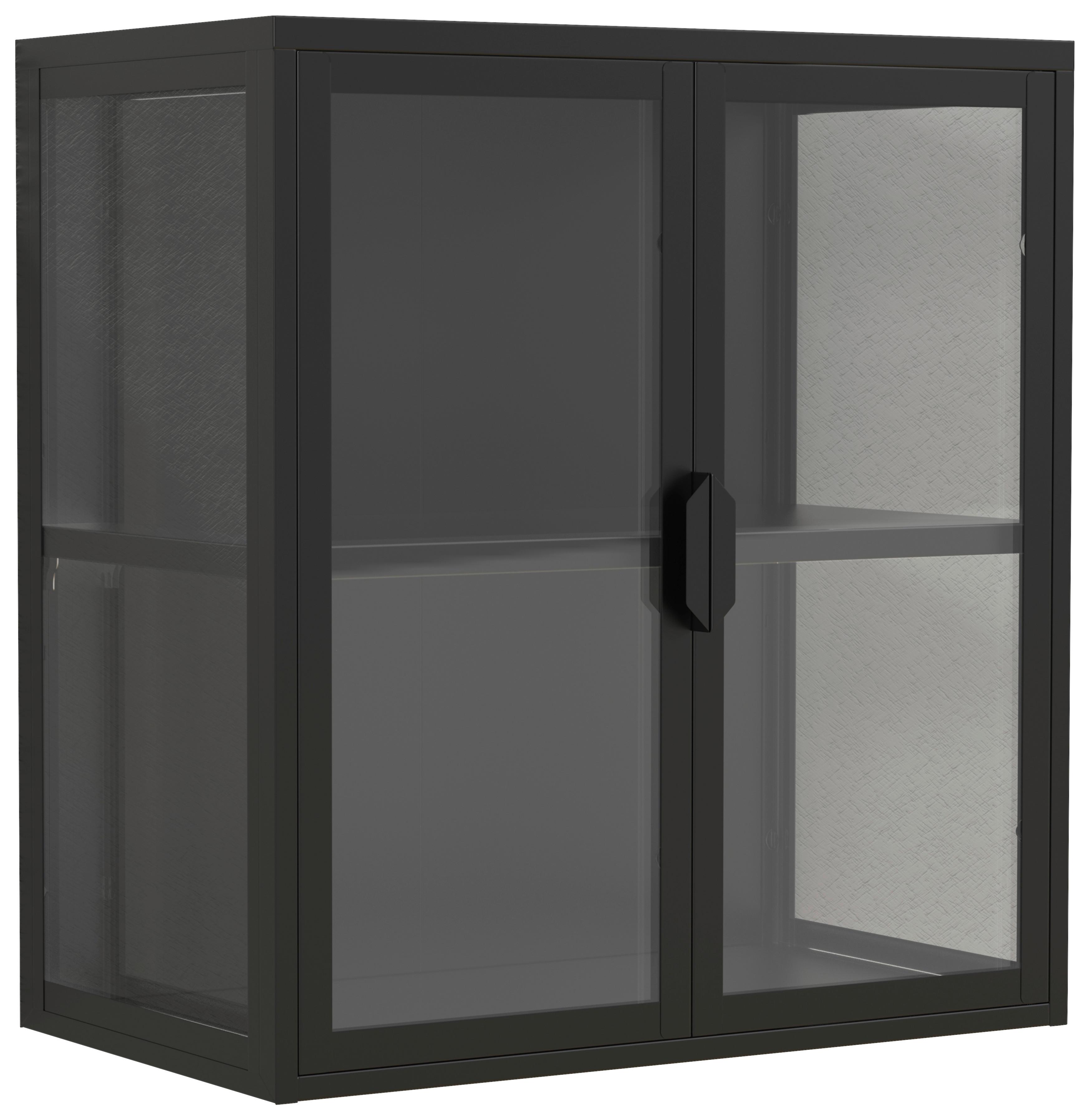Hängevitrine Flokas S - Transparent/Schwarz, Design, Glas/Metall (60/65/35cm) - MID.YOU
