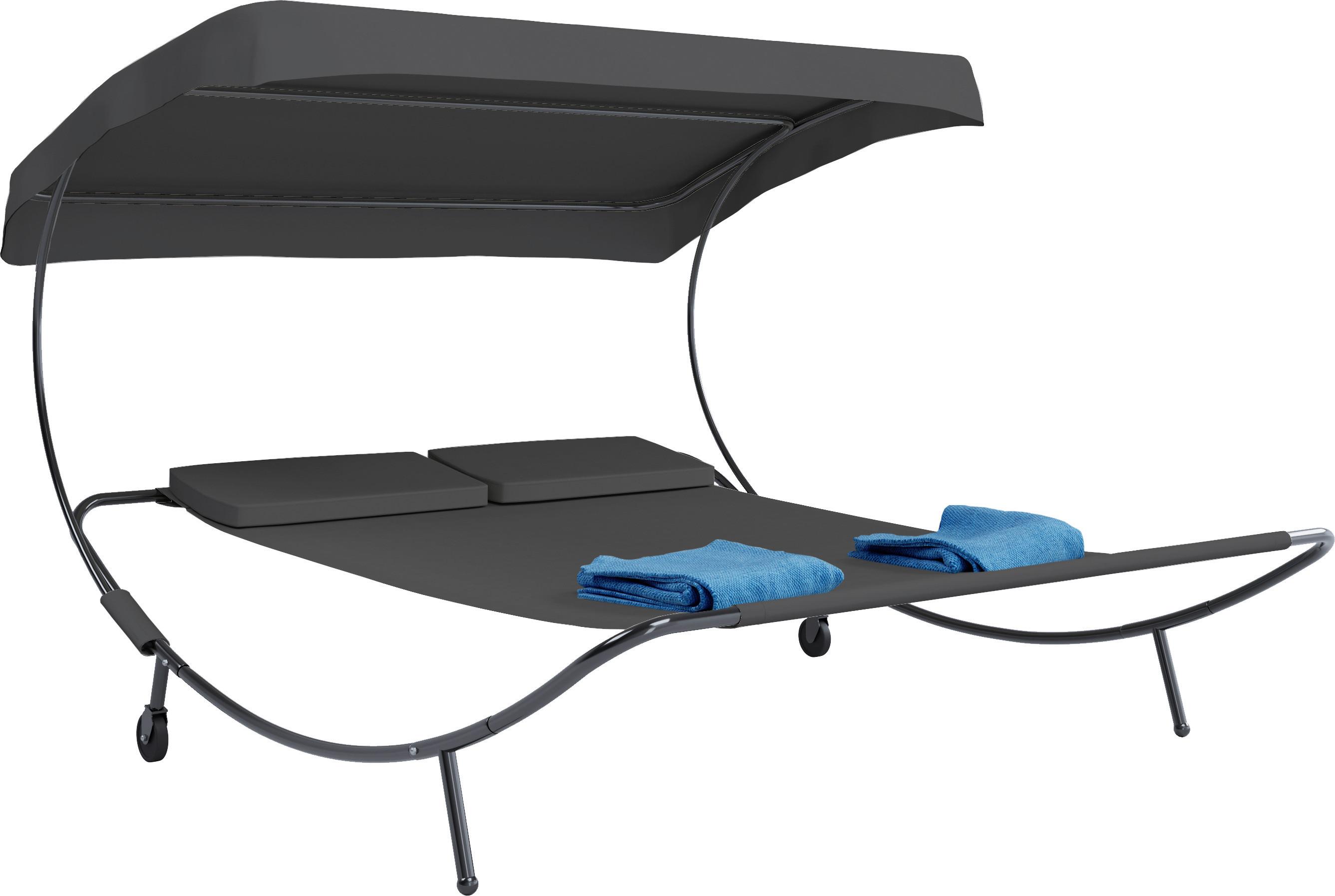 Dvojni Vrtni Ležalnik Bindox, Siva - siva, Basics, kovina/tekstil (130/137/200cm) - Gardenson