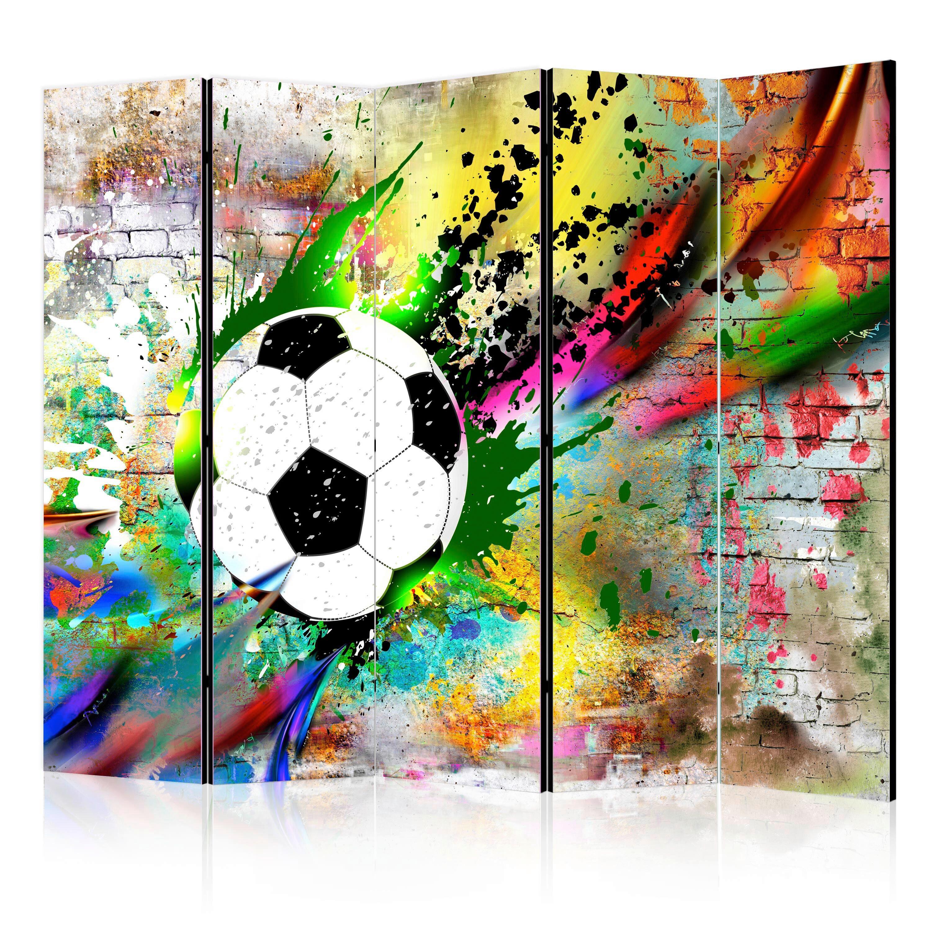 Paravan Urban Gameplay I, 5-Delni, Dvostranski - večbarvno, Basics, tekstil/les (225/172/3cm) - artgeist