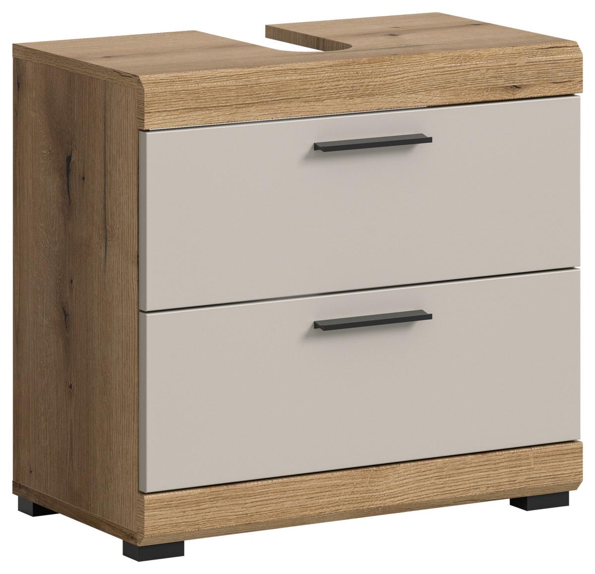 Waschbeckenunterschrank Scout ca. 60x56x34 cm Kaschmir - Kaschmir/Schwarz, MODERN, Holzwerkstoff/Kunststoff (60/56/34cm) - MID.YOU