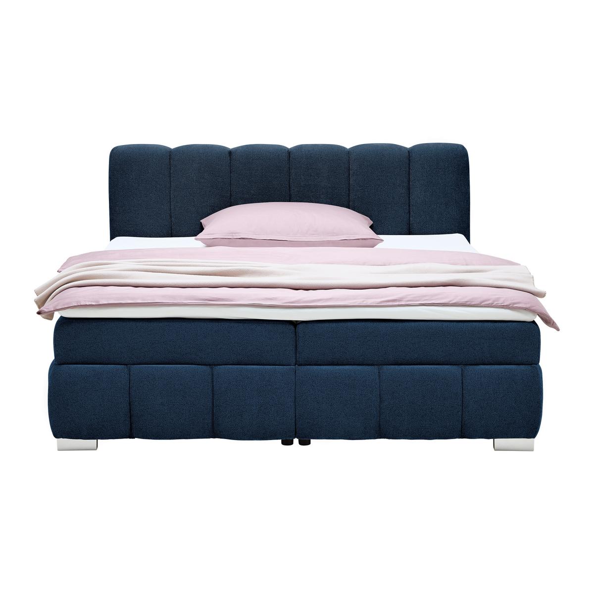 Boxbett Elaris Blau ca. 160x200cm - Blau/Chromfarben, KONVENTIONELL, Kunststoff/Textil (160/200cm) - Mömax