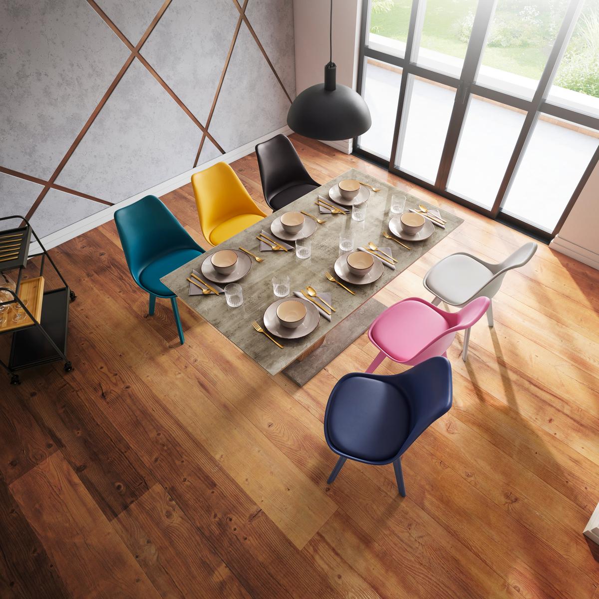 Esstisch Sanna Dunkelgrau MDF ca. 160x90 cm - Dunkelgrau/Eichefarben, MODERN, Glas/Holz (160/90/76cm) - Bessagi Home