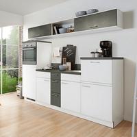 Küchenblock Clean/Base o. Geräte Weiß - Edelstahlfarben/Dunkelgrau, MODERN, Holzwerkstoff (250cm) - Express