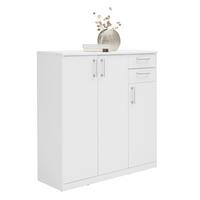 KOMODA EASY - kolor srebrny/biały, Basics, materiał drewnopochodny/tworzywo sztuczne (106/110/36cm) - Xora