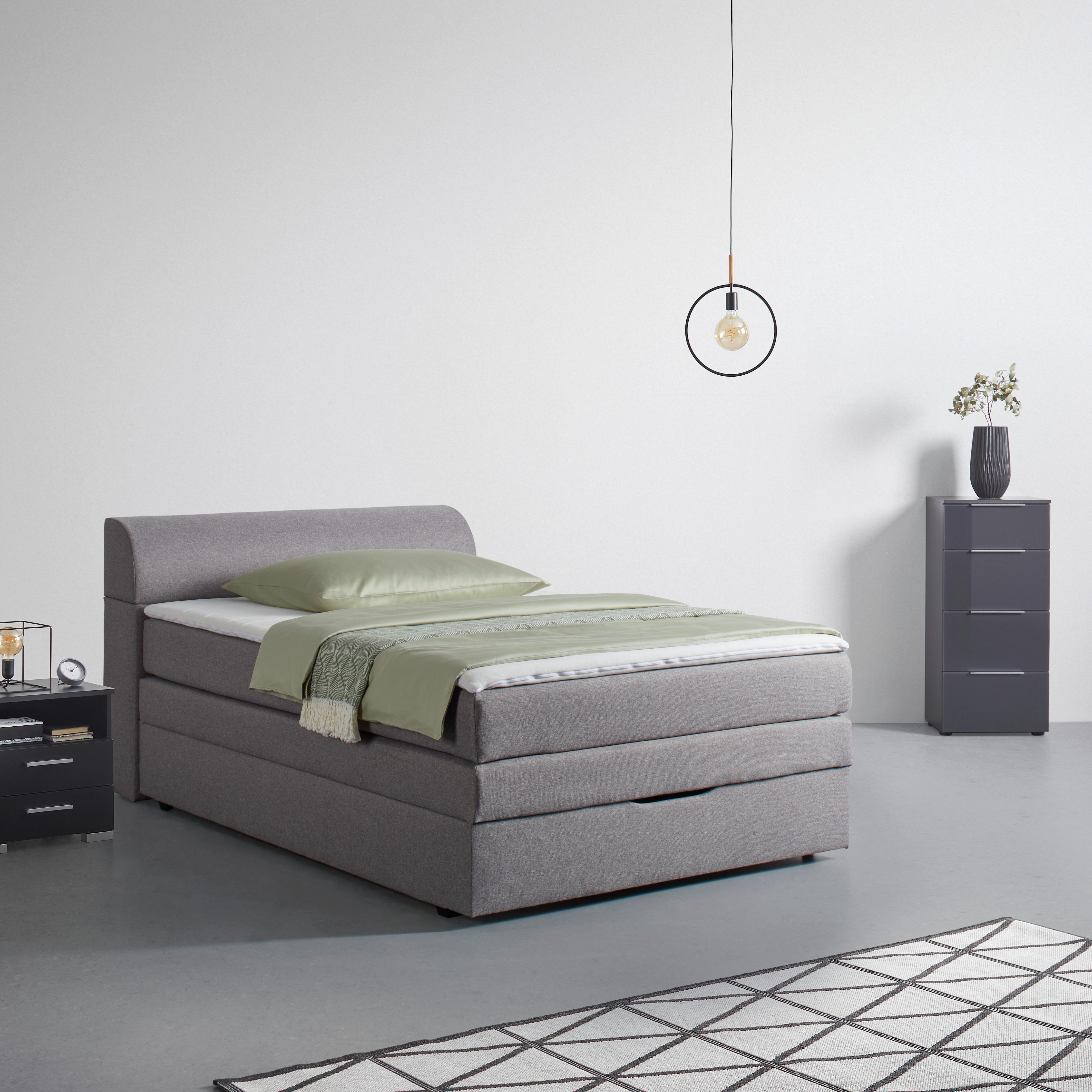 Postelja Boxspring Flexi 2, Siva, 140x200 - siva/črna, Konvencionalno, umetna masa/tekstil (140/200cm) - Mömax