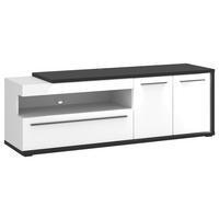 Comodă TV AMBIENTE PLUS - alb/alb lucios intens, Modern, material pe bază de lemn (163,6/56,6/53,6cm) - Modern Living