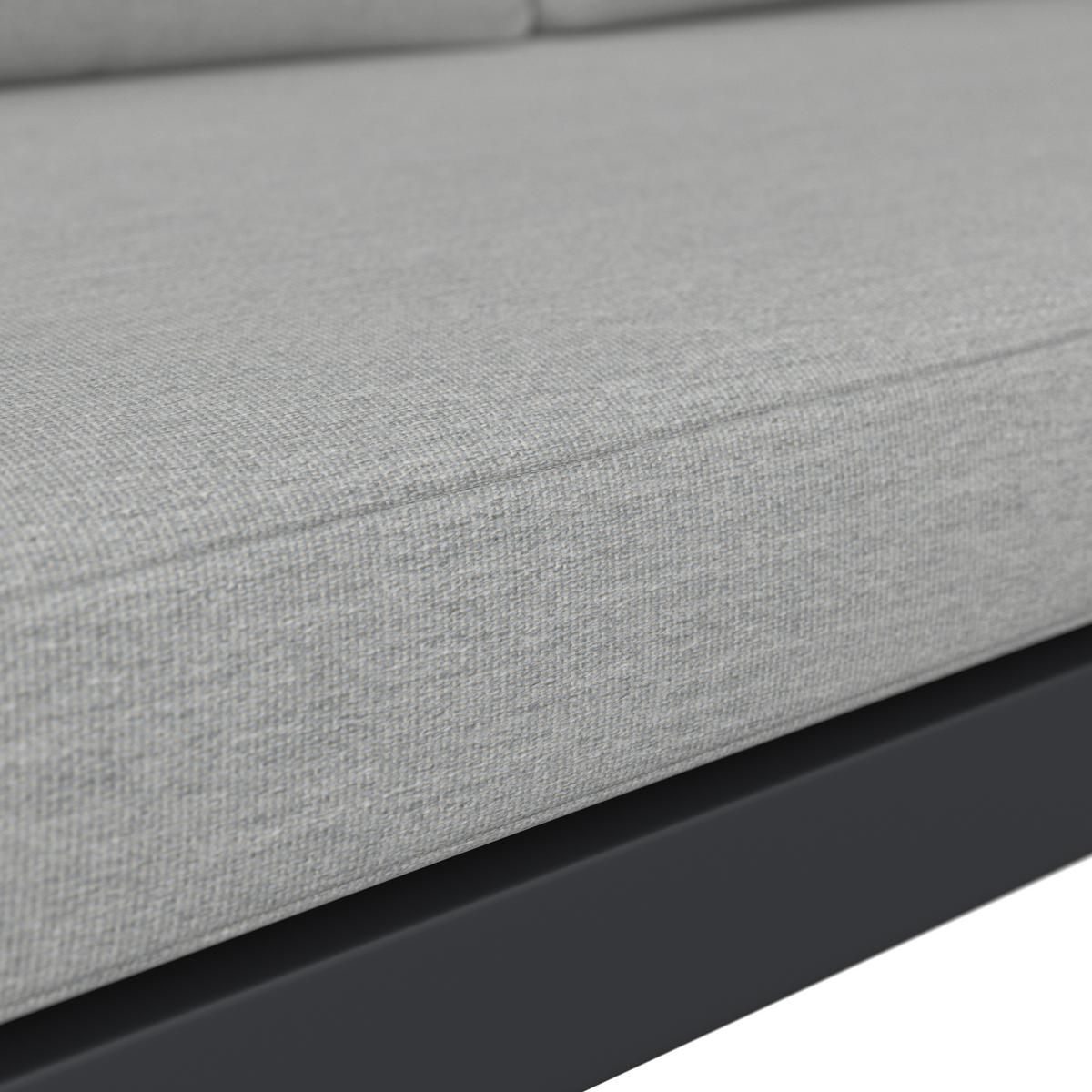 Gartenliege Loan Grau Holz Metall/Outdoorstoff +Tisch - Dunkelgrau/Anthrazit, MODERN, Holz/Textil (210/84/78cm) - Bessagi Garden