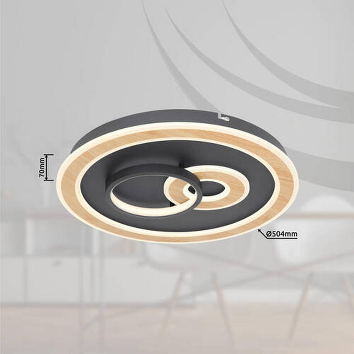 Led Svjetiljka Stropna 48551-50sh/ Smart - crna/opalna, Design, metal/plastika (50/7cm) - Globo
