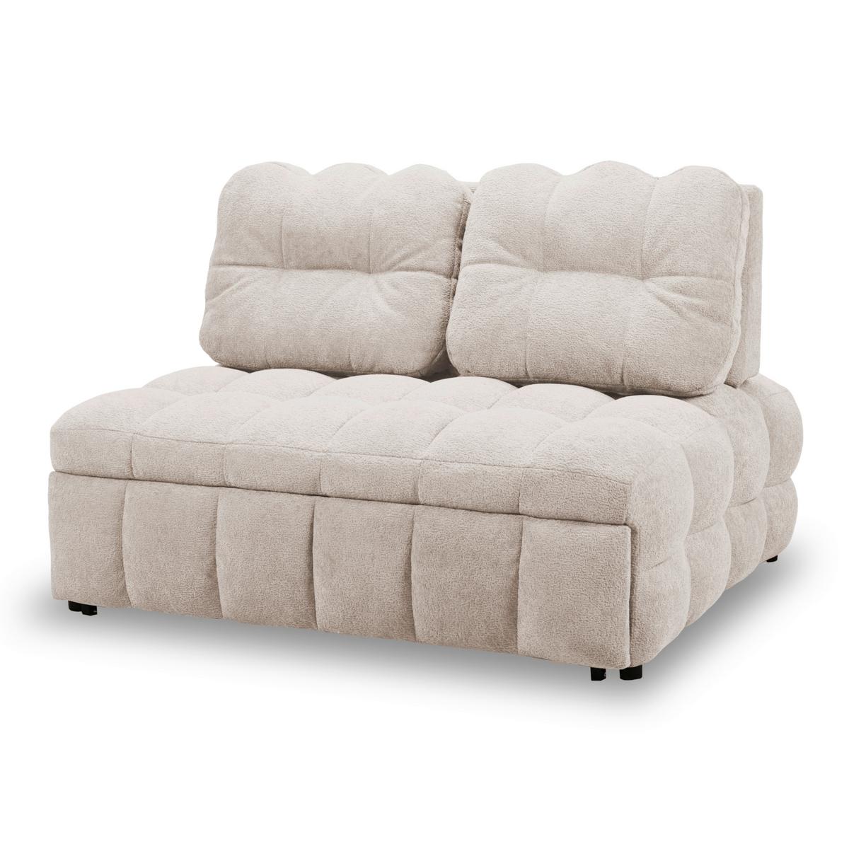 Schlafsofa Liara Webstoff Beige - Beige/Schwarz, MODERN, Holz/Textil (137/87/110cm) - Bessagi Home