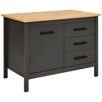 Kücheninsel Venet, Anthrazit/Artisan Eiche - Anthrazit/Schwarz, ROMANTIK / LANDHAUS, Holzwerkstoff/Metall (124/91/60cm) - Mömax