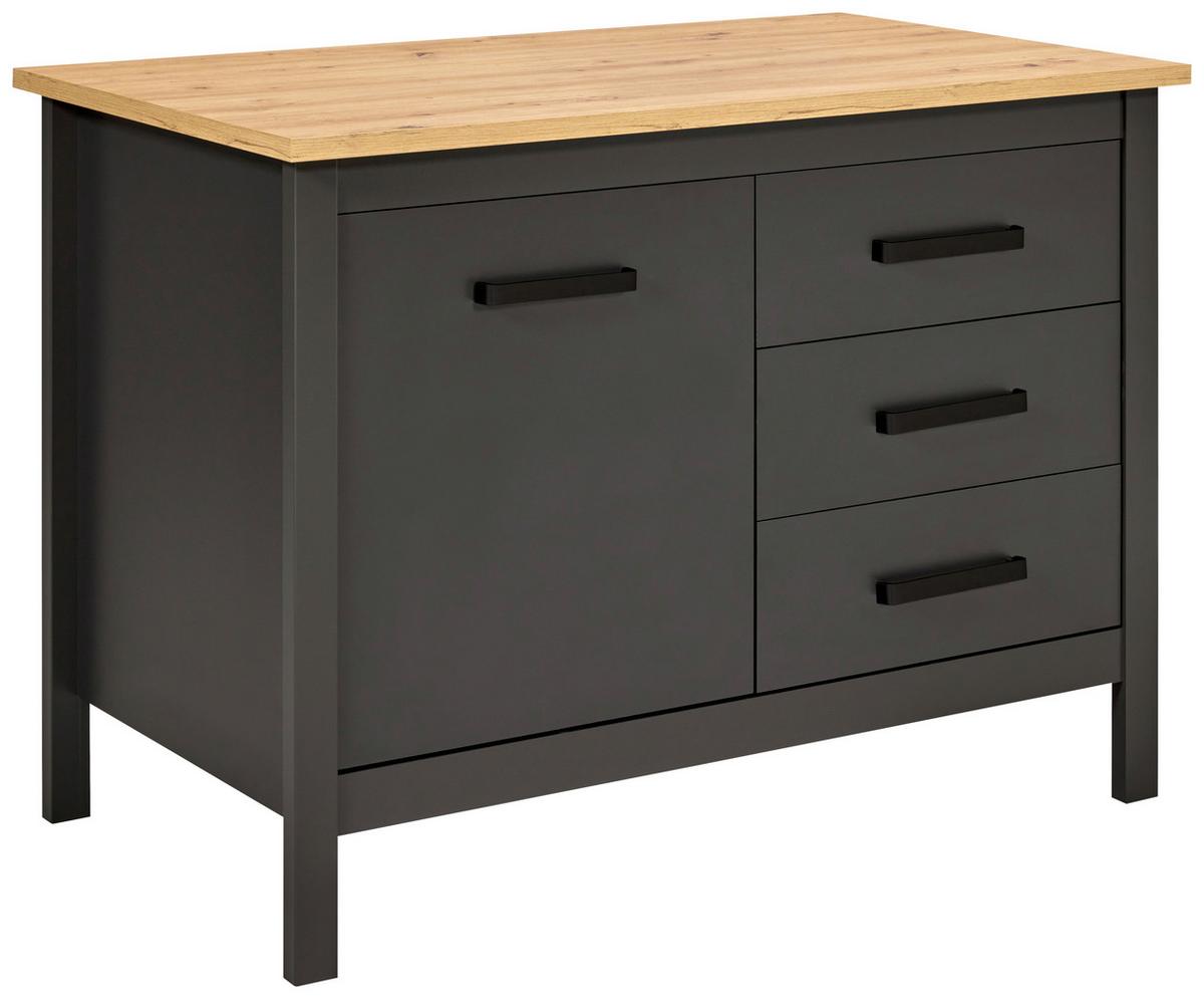 Kücheninsel Venet, Anthrazit/Artisan Eiche - Anthrazit/Schwarz, ROMANTIK / LANDHAUS, Holzwerkstoff/Metall (124/91/60cm) - Mömax