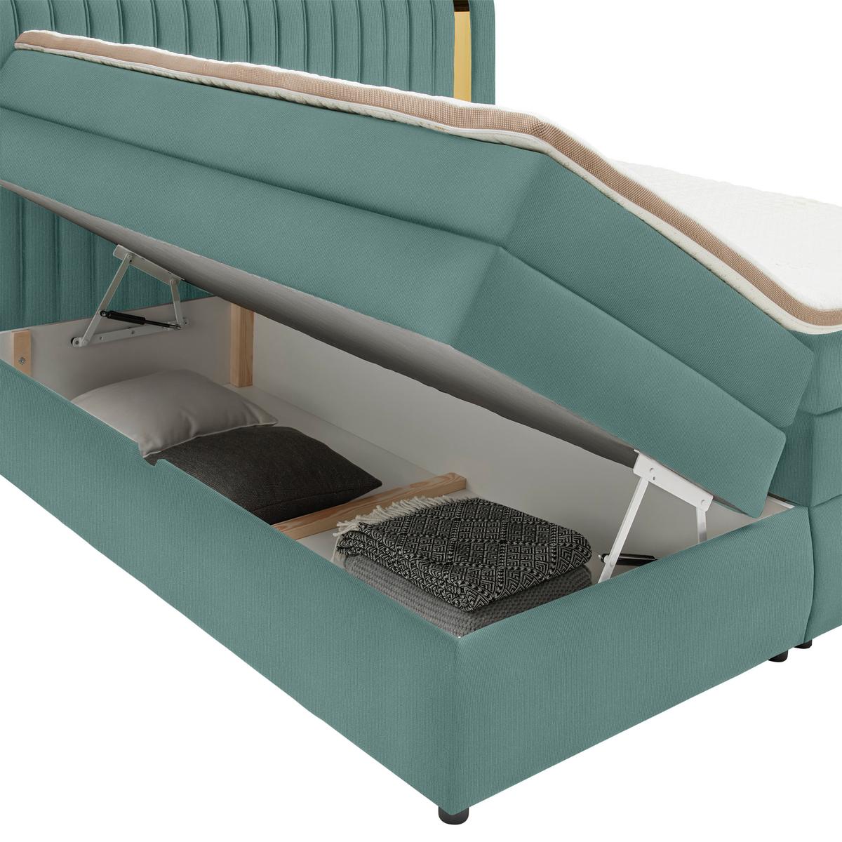 PAT BOXSPRING MINOLA GOLD EXKLUZIV - turcoaz, Konventionell, textil (160/200cm) - Premium Living