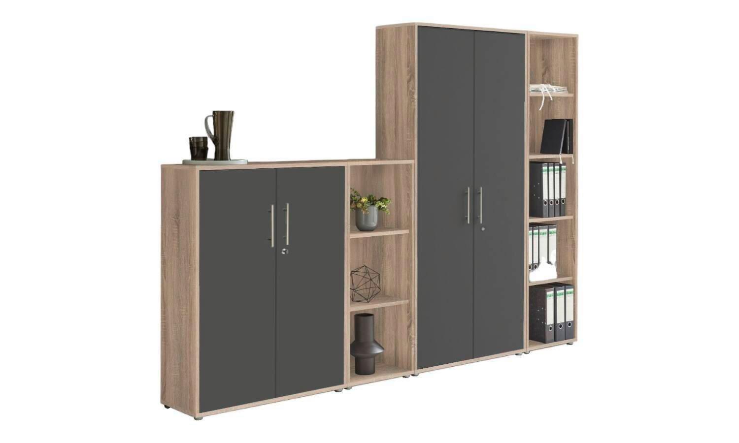 AKTENSCHRANK OFFICE EDITION - SW SET 4 - Anthrazit/Sonoma Eiche, MODERN, Holzwerkstoff (128,5/185,6/33cm) - MID.YOU