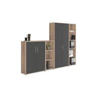 AKTENSCHRANK OFFICE EDITION - SW SET 4 - Anthrazit/Sonoma Eiche, MODERN, Holzwerkstoff (128,5/185,6/33cm) - MID.YOU