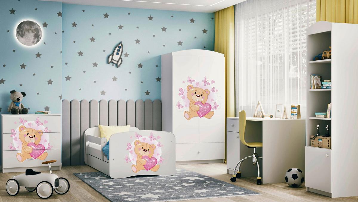 Otroška Postelja Babydreams, Bela, 80x160cm - bela/barve breze, Moderno, tekstil/leseni material (80/160cm) - MID.YOU