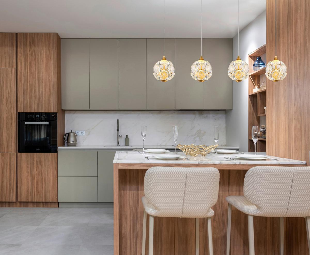 LED-HÄNGELEUCHTE 16047-4H VIRINA - Klar/Transparent, Konventionell, Glas/Kunststoff (93/15/150cm) - Globo