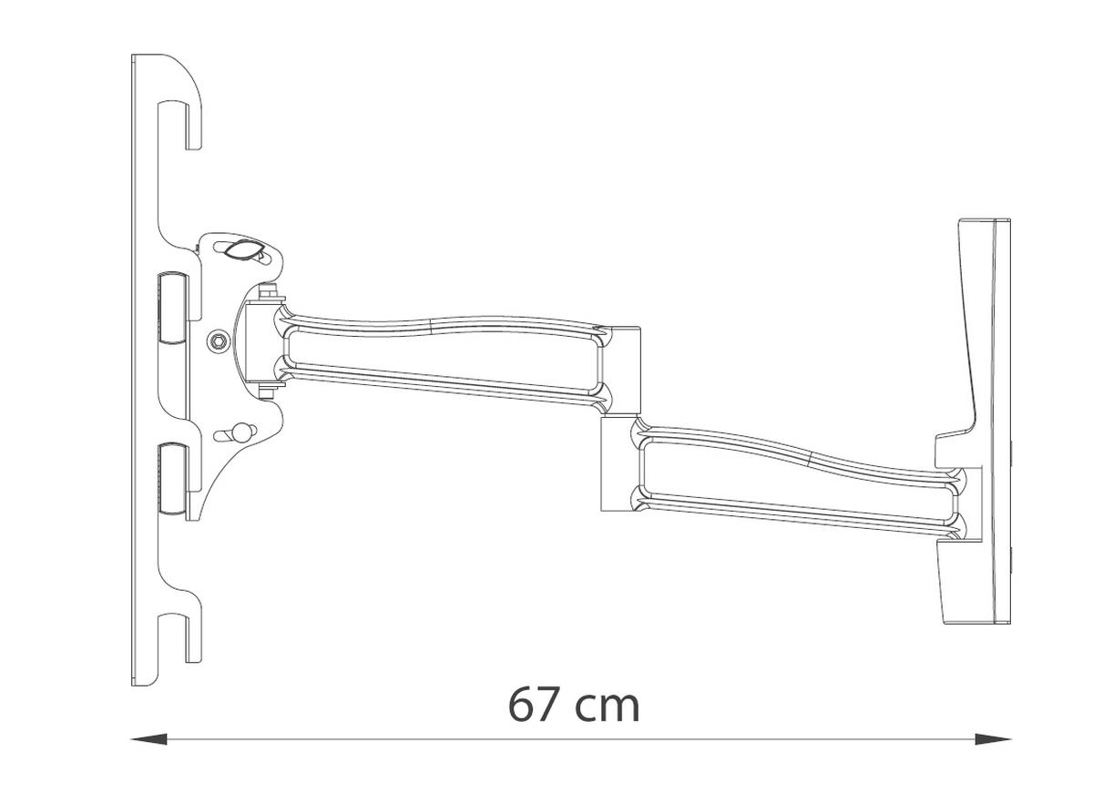 TV-Wandhalter WS 300 ca. 65x48 cm Schwarz - Schwarz, KONVENTIONELL, Metall (65/48/67cm) - MID.YOU