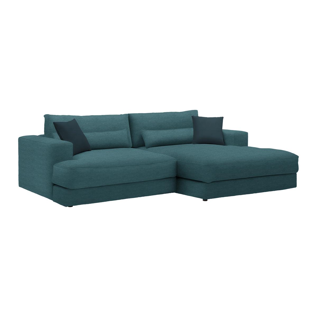 Ecksofa Fabiona rechts Petrol - Petrol/Schwarz, Modern, Holz/Kunststoff (268/85/194cm) - Premium Living