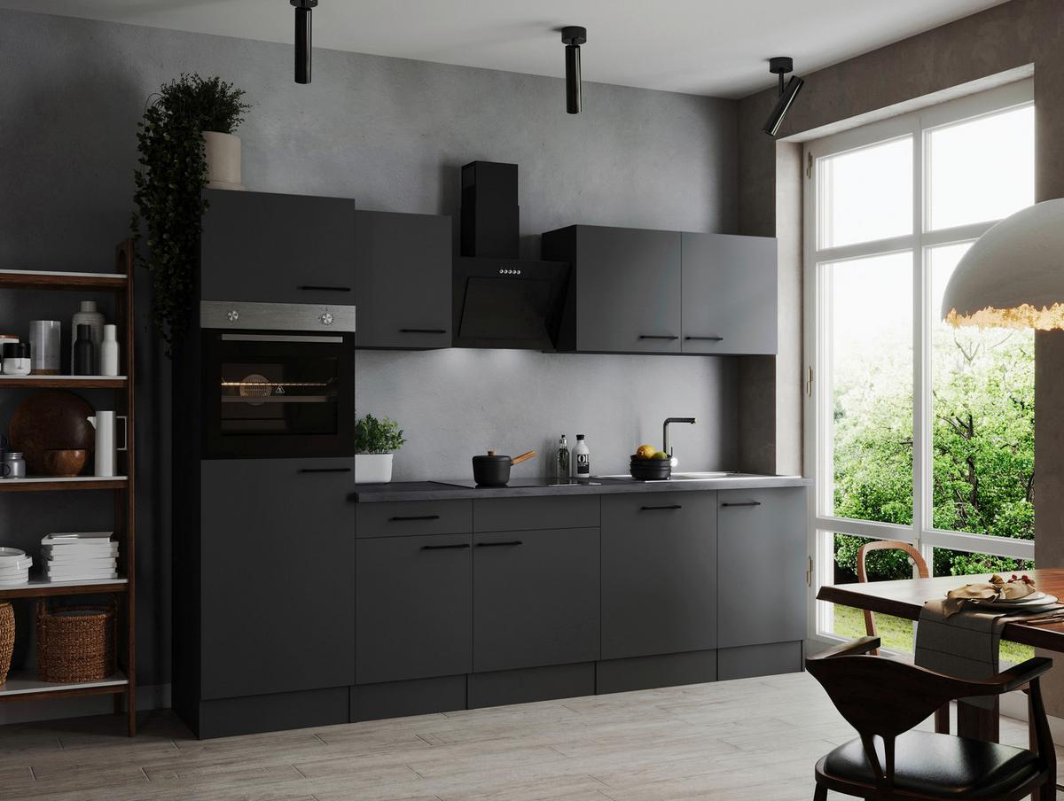 Kuhinjski Blok Z Aparati Oliver, 280cm - temno siva/črna, Design, kovina/leseni material (280cm) - Respekta