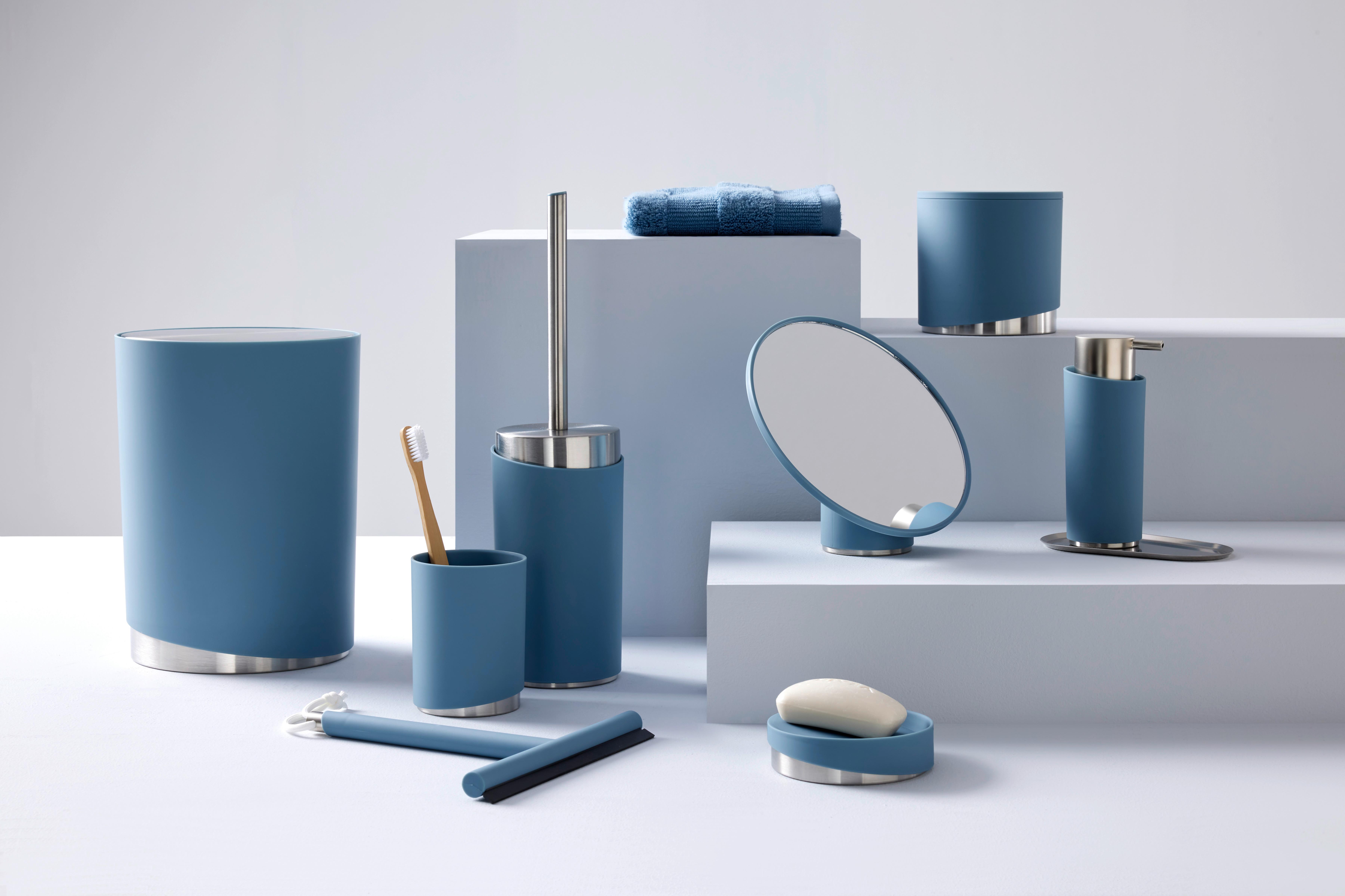 Kozmetikai Tükör Chris - Kék, modern, Műanyag/Üveg (19,9/17,2/13,3cm) - Premium Living