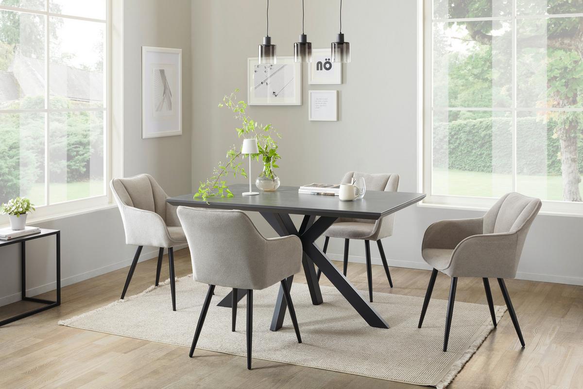 Jedilna Miza Steve 2, Črna, 140x90 Cm - črna, Moderno, kovina/leseni material (140/76/90cm)