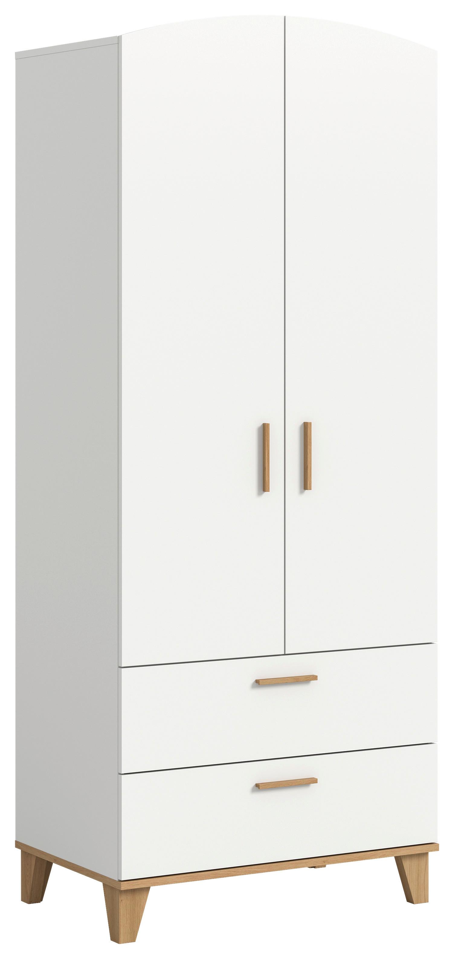 Drehtürenschrank STELLA Weiß, Eiche Artisan - Weiß/Eiche Artisan, ROMANTIK / LANDHAUS, Holzwerkstoff/Kunststoff (81/198/51cm) - Livetastic