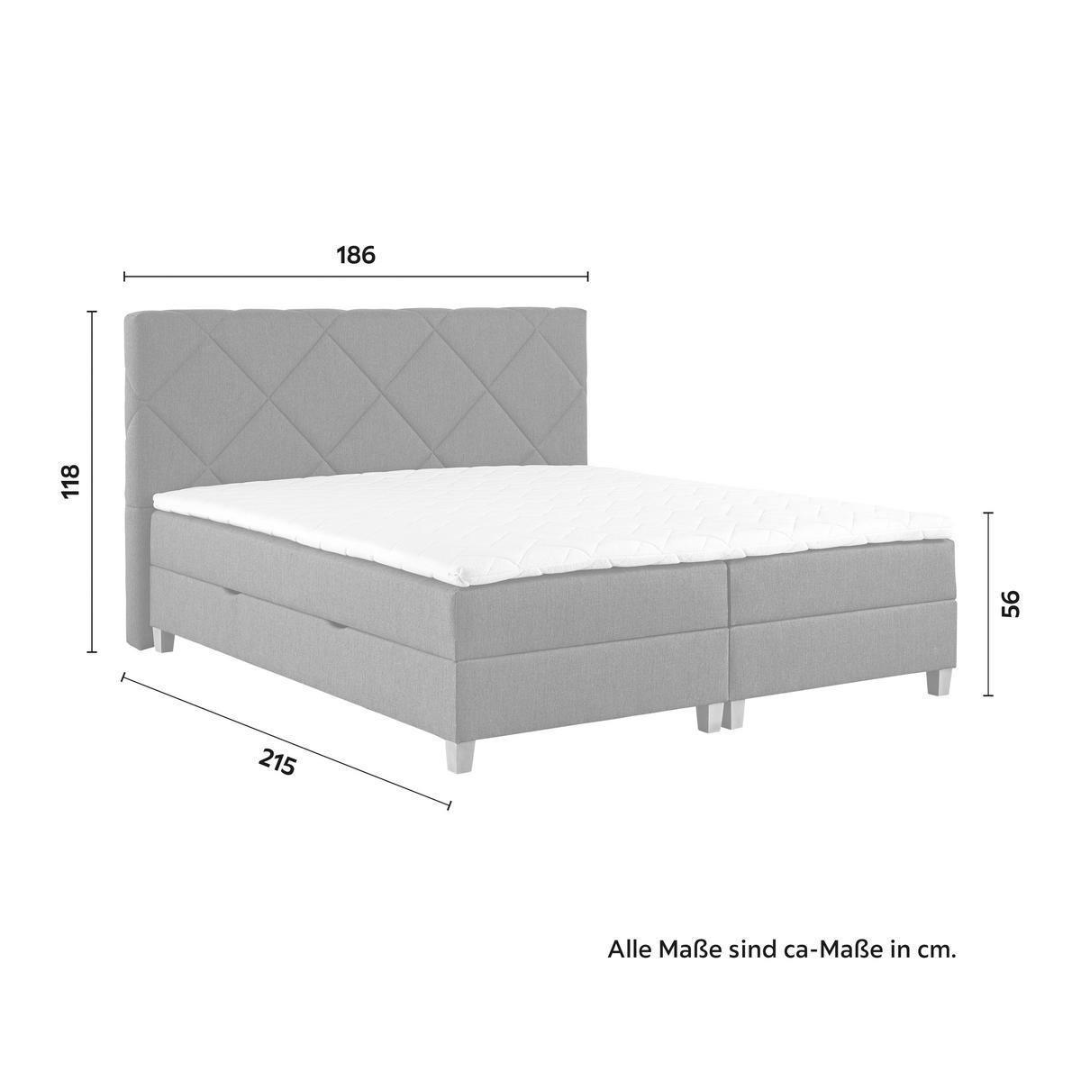 Boxspring Ágy Marcello - sötétszürke/szürke, Modern, faalapú anyag/textil (180/200cm) - Bessagi Home