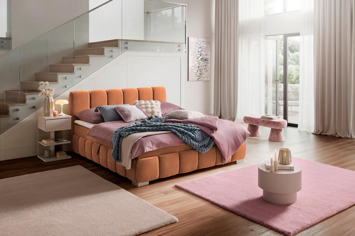 Boxbett Elaris Rostfarben ca. 140x200cm - Chromfarben/Rostfarben, KONVENTIONELL, Kunststoff/Textil (140/200cm) - Mömax