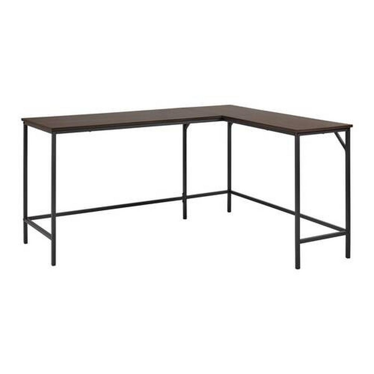 Eckschreibtisch Anabela Walnuss MDF ca. 120/150x50 cm - Walnussfarben/Schwarz, MODERN, Metall (120/150/50/75cm) - Bessagi Home
