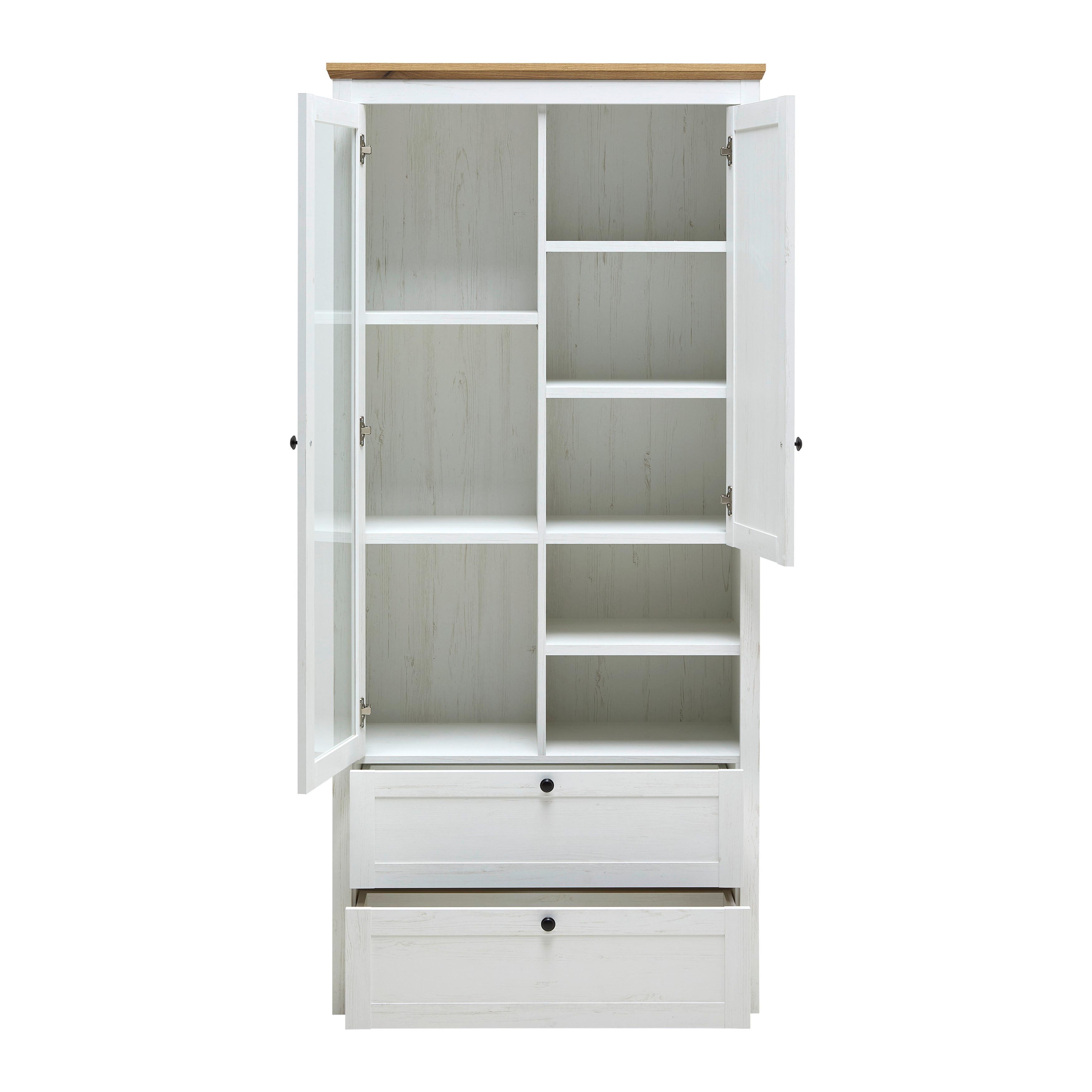 VITRINSKÅP KORSIKA -EXKLUSIV- - vit/svart, Romantik / Lanthus, metall/trämaterial (90/195/43cm) - Mömax
