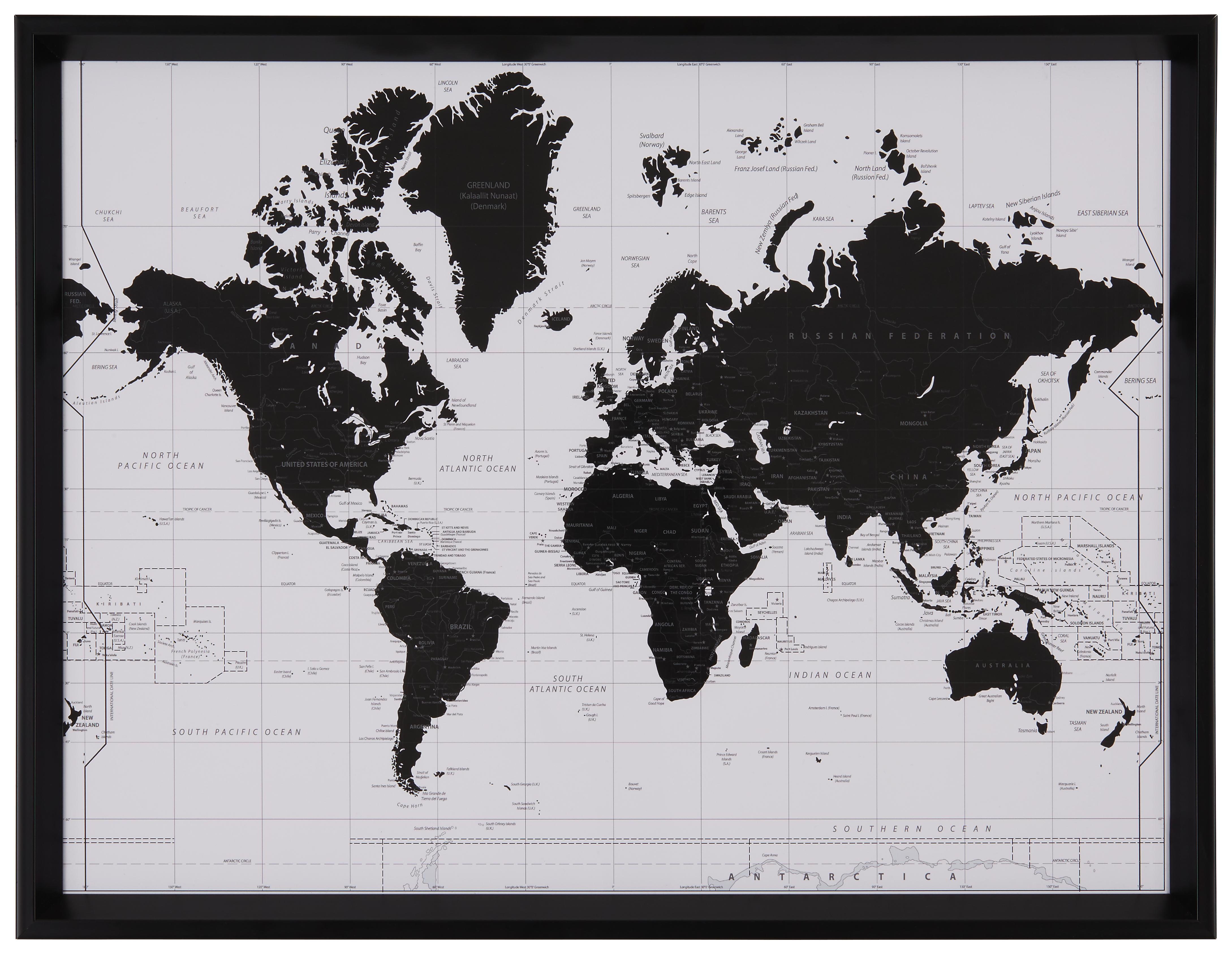Bild World Schwarz/Weiß - Schwarz/Weiß, Holzwerkstoff/Kunststoff (65/50/3,5cm) - Mömax modern living