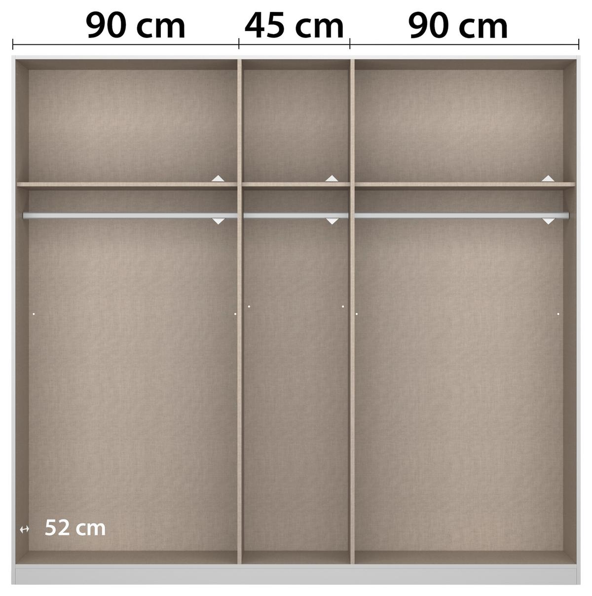 DULAP USI ROTATIVE ARTEMIS - alb/antracit, Modern, sticlă/material pe bază de lemn (225/210/54cm) - Modern Living