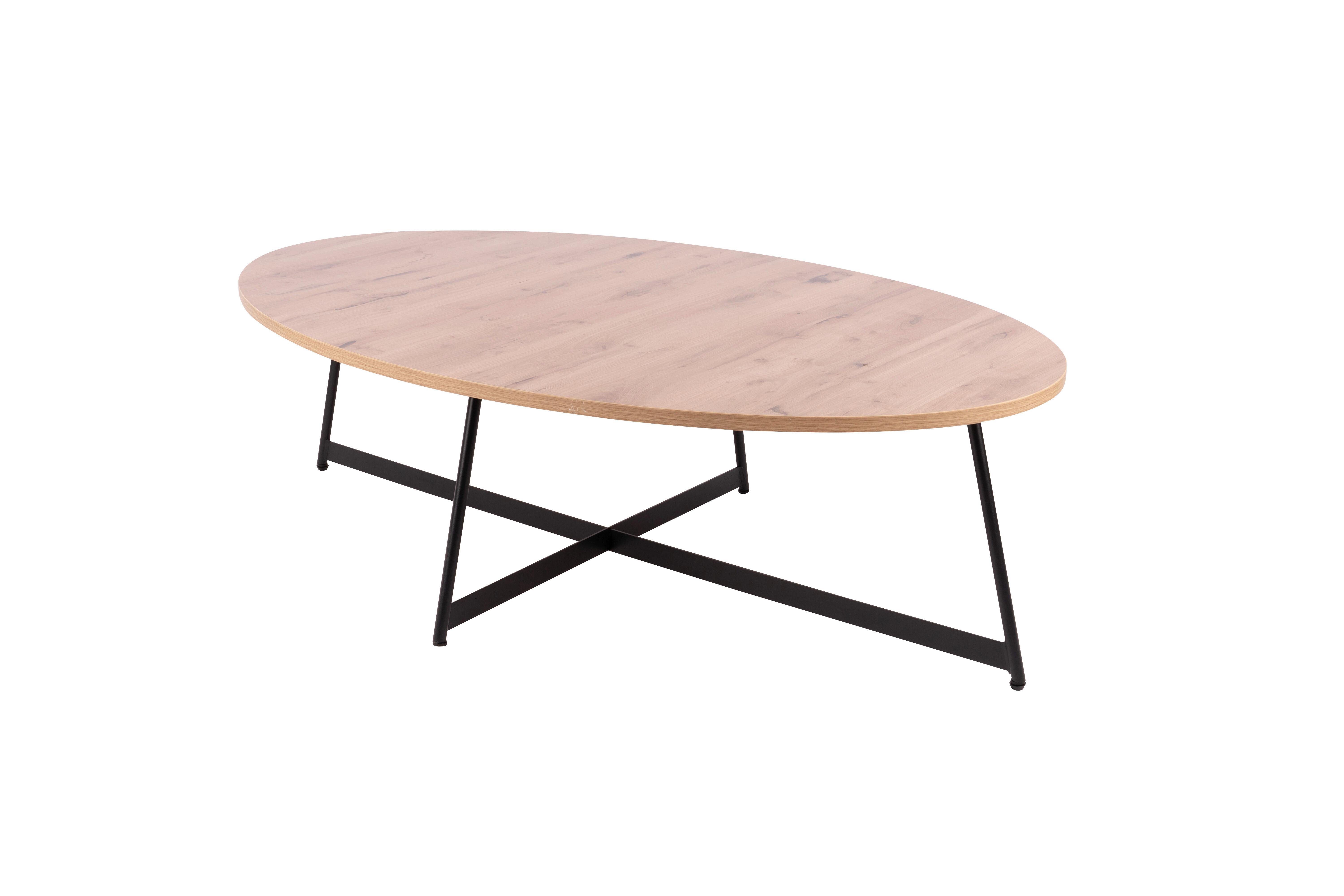 Couchtisch B152577 Yolanda - Beigebraun/Schwarz, Natur, Holzwerkstoff/Metall (80/55/37cm) - Globo