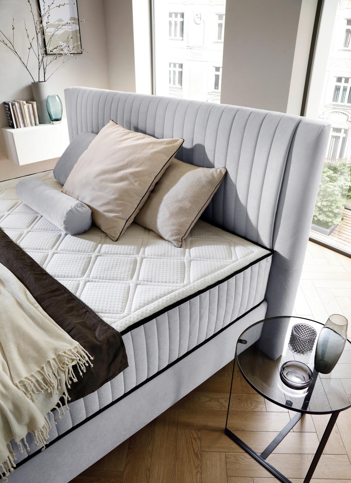 PAT BOX DREAM - gri deschis, Modern, lemn/textil (140/200cm) - Premium Living