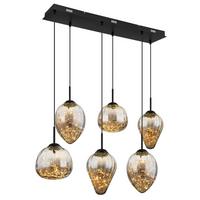 Viseča Led-svetilka 15642-6 - črna/prozorno, Design, kovina/steklo (97/32/120cm) - Globo