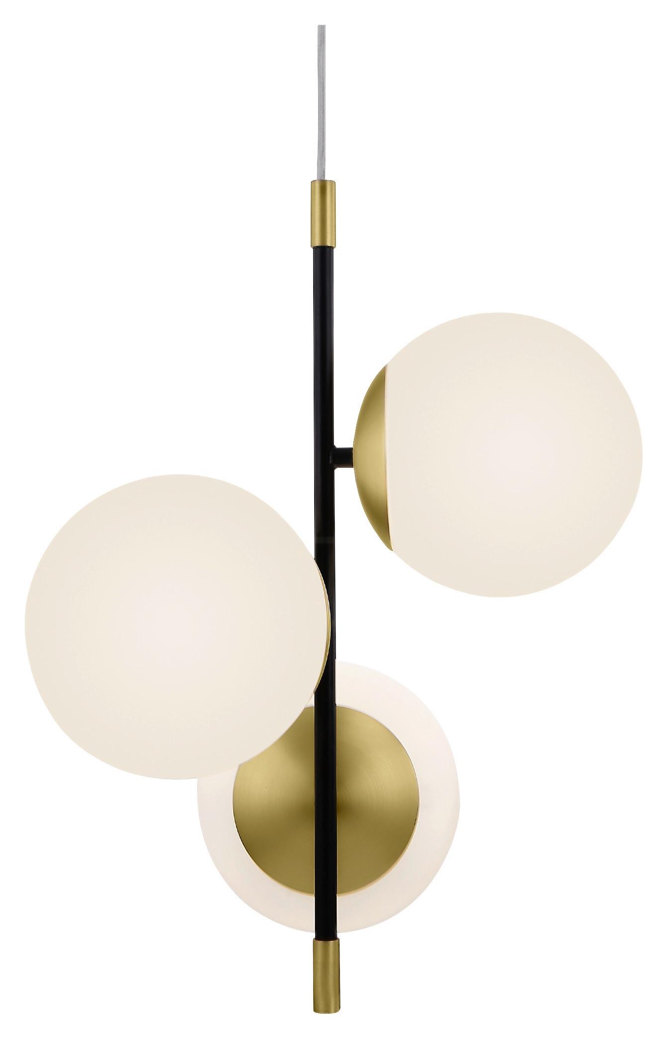 Pendelleuchte Nostalgia Gold/Weiß max. 40 Watt - Goldfarben/Schwarz, Trend, Glas/Metall (33,3/43/33,3cm) - MAYTONI